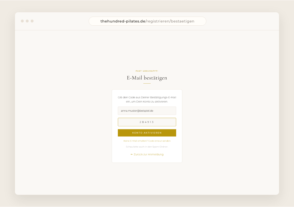 E-Mail-Bestätigung mit Code