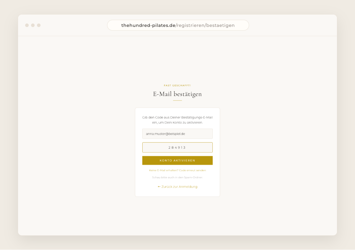 E-Mail-Bestätigung mit Code